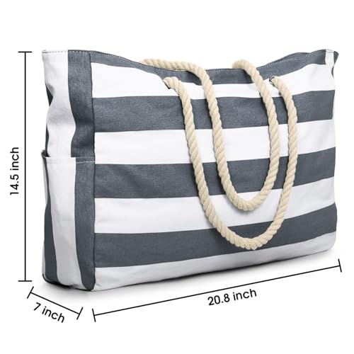 Becokan Beach Bag Large Beach Tote Bag for Women Waterproof Sandproof Swim Pool Bag With Zipper - Image 4