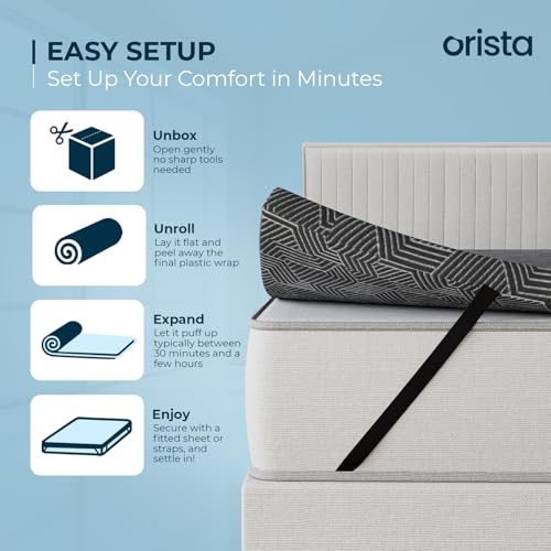 Image of Orista High Resilience Foam Mattress Topper | King Bed Size 78 x 60 Inch | Orthopedic Bed Topper for Back Pain Relief, Pressure Point Comfort, Cooling Sleep Surface with Washable Cover