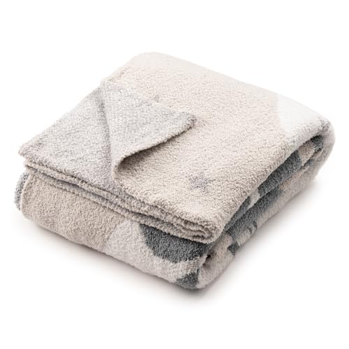 Image of Jay Franco Disney Mickey Mouse & Minnie Mouse Throw Blanket - Cozy 50 x 60 Inch Fluffy Feather Knit Fuzzy Blanket, Gray Stars, Super Soft Lightweight Machine Washable Bedding