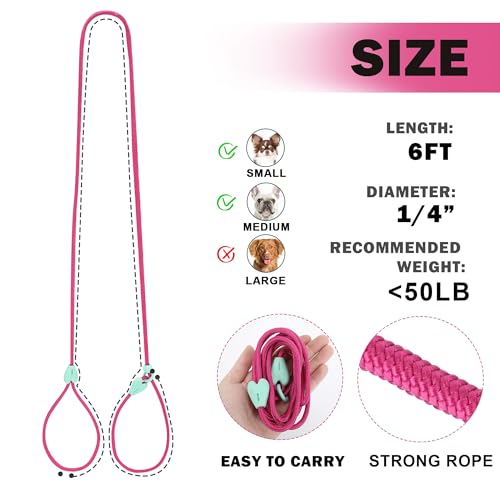 Dog Training Leash Slip Leads for Dogs 6 FT Slip Leash for Dogs Dog Lead with 6 Colors Strong Nylon No Pull Rope Dog Leash Dog Leashes for Small Medium Dogs (Rose Red) Dog Training Leash Slip Leads for Dogs 6 FT Slip Leash for Dogs Dog Lead with 6 Colors Strong Nylon No Pull Rope Dog Leash Dog Leashes for Small Medium Dogs (Rose Red)