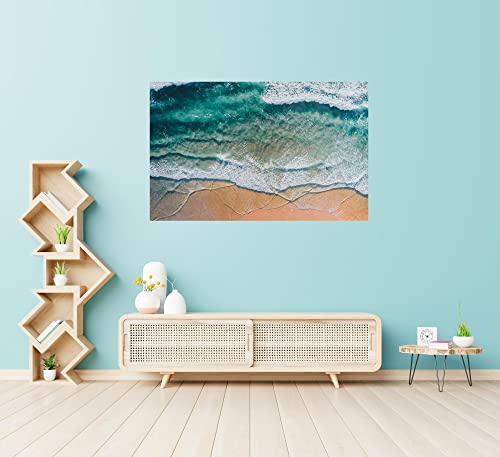 Blue Ocean Beach Star Wall Stickers, Beach Wave Scene Wall Decals, Floor Stickers,Peel And Stick Wallpaper, Wall Murals For Bathroom Living Room Bedroom Theme Home Wall Decoration (Blue Ocean) #TOP2