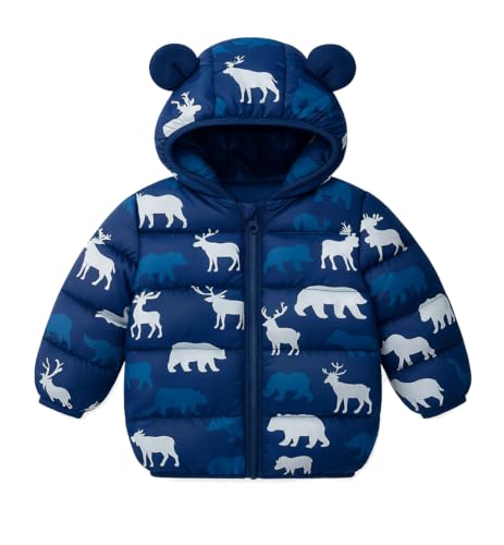 Image of Bold N Elegant Kid's Standard Length Polyester Winter Dinosaur Bomber Jacket Hoodie Puffer Quilted Jacket Coat for Baby Boys and Girls