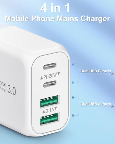 [Pack de 2] Cargador USB-C 40W con Cable 2M para iPhone y Samsung