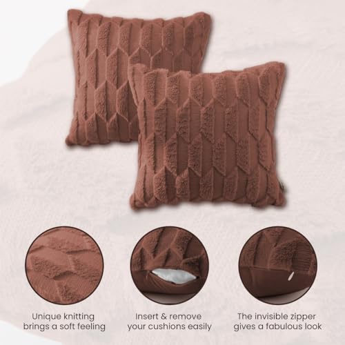 Pagnanno. Set of 2 & 4 Soft Velvet Cushion Covers 45x45cm(18x18 Inches) D7 Throw Pillowcases Square Covers for Chairs,living room,bedroom with Invisible Zipper (45x45cm (18x18inch) - Image 4