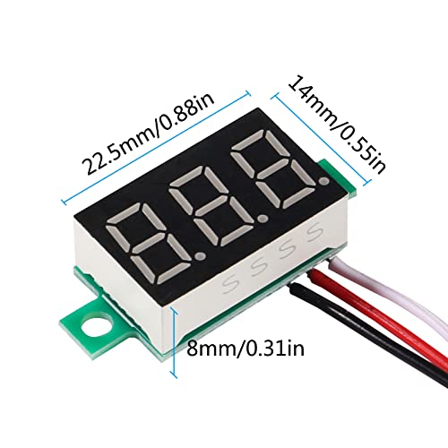 Image of 0.36 inches 3-Wire LED Ultra-Small 0-30V DC Mini Digital Voltmeter Led Voltage Display Red /Blue /Green Three Colors Display (Pack of 3)