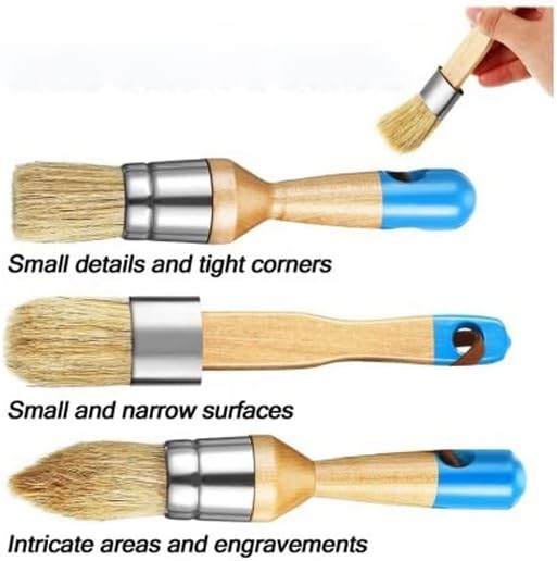 Paint Brushes,Angle Brushes,Paint Tools, Paint Brush Chalk Paint Wax Brush Bristle Brush Set - Round Brush 3 Piece Brush Set