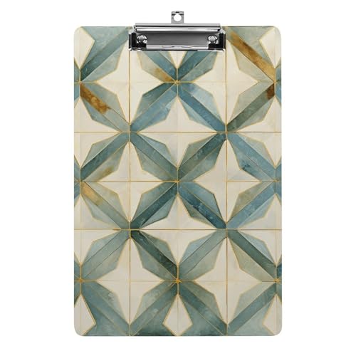Porte-bloc acrylique A4 bleu avec pince dorée pour examen et notes