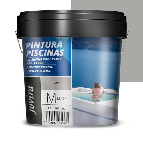 JOVIRA PINTURAS Pintura Piscinas al Agua. Protección y decoración de piscinas. (4 Litros, Gris)