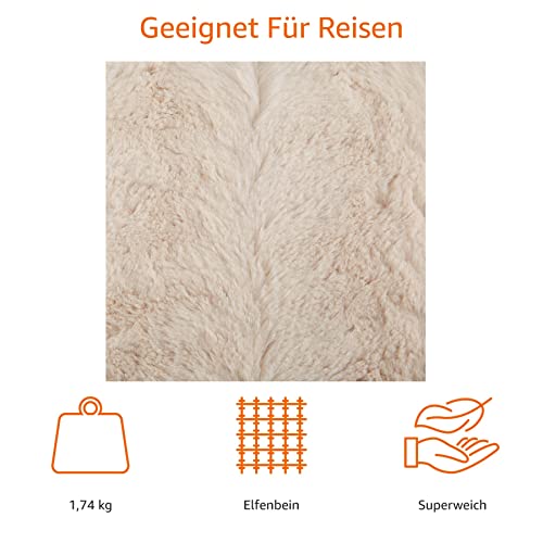 Amazon Basics Kunstfell-Überwurf Kuscheldecke, Nicht beheizt, Elfenbein, 150 x 200 cm