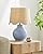 BoutiqueRugs Pojezerje Bohemian Ceramic Table Lamp for Bedroom, Bedside Nightstand - Decorative Boho Tabletop Lamp for Living Room - Rattan Shade - Light Blue, Beige