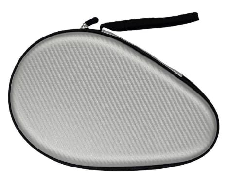 防水防塵ハードケース 卓球ラケット保護バッグ 防護袋 プロ選手用 収納ケース 衝撃・擦傷防止 防湿防潮ラケットボックス (28*18*7.5cm,ござ紋銀)