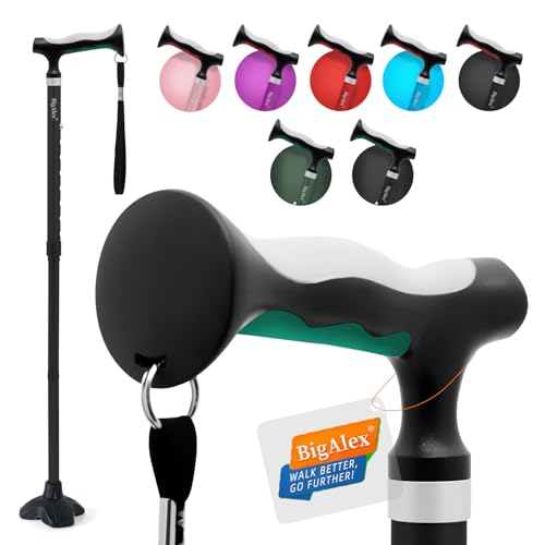BigAlex Bastone per Anzian - Regolabili, Pieghevoli, Autoportante, Robusto - Bastone da Passeggio Donna e Uomo con Borsa di Trasporto, Base Antiscivolo, Supporto per Camminata Stabile