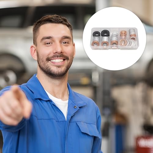 Image of Mandark Car Oil Drain Plug Crush Washer Assortment, 80PCS 10mm 12mm 14mm 16mm 18mm Auto Engine Fuel Pan Sealing Gasket Kit, Vehicle Oil Plug Seal Replacement Set Accessories, Universal Fit