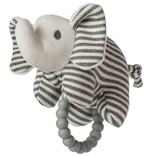 Image of Mary Meyer Soft Baby Rattle with Soothing Teether Ring, 6-Inches, Afrique Elephant