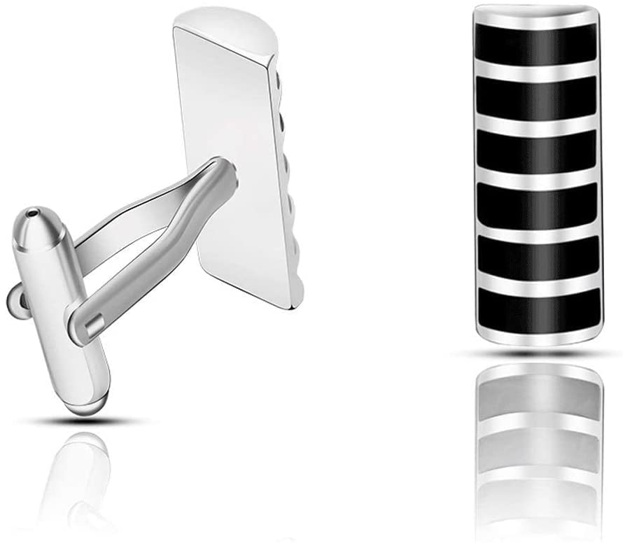 Gemelli da Uomo Elegante Polsino da Uomo Camicia da Lavoro da Uomo Nuova Polsini con Motivo in Bianco e Nero Bottoni Regalo per Feste Amici Gemelli Accessori per Bottoni