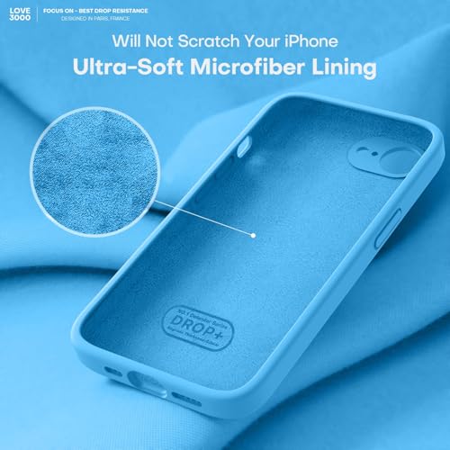 Image of LOVE 3000 Designed for iPhone 16e /17e Case, Premium Silicone with [Soft Anti-Scratch Microfiber Lining] Shockproof Protective Phone Case for Men Women Girls 6.1 inch, Blue