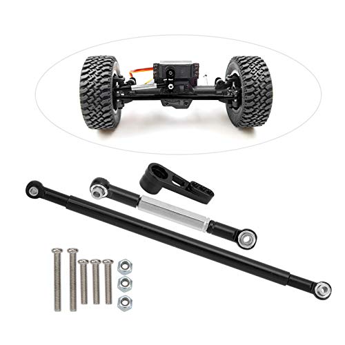 Drfeify Rc Car Steering Rod, Steering Rod Link Arm Aluminum Alloy Steering Link Rod Compatible With Mn86K 1/12 Rc Car(Black) #TOP4
