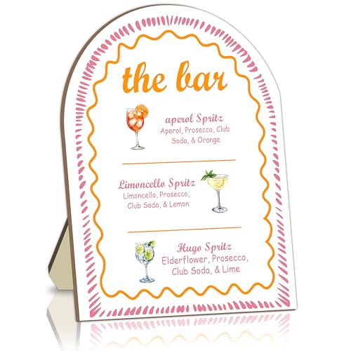 The Spritz Bar Wooden Sign, The Bar Sign Drink Menu Station For Baby Shower Table Decor Sign, Bride Parties Decoration Favors, Wedding Bar Decor For Party Reception Table Desk Decor 8x10 Inch