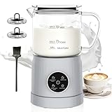 Casimhu 4-in-1 Milk Frother, Electric Milk Frother and Steamer with LED Touch Screen, Non-stick Bottom, Milk Warmer 13.52oz for Lattes, Cappuccinos, and Macchiatos at Home, silver