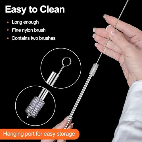 Miniatura 3 de Qhflashbuy Pajitas De Acero Inoxidable,4 Piezas Pajitas De Metal Reutilizables Con 1 Pinceles De Limpieza Para Batidos,Cócteles,Batidos,Zumos 31 Cm