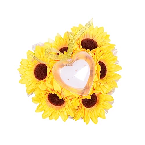 Veemoon Sunflower Ring Pillow Yellow Decor Pillow for Wedding Soft and Comfortable Touch