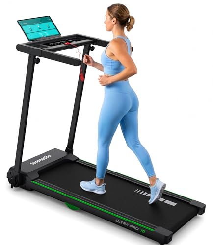 SereneLife Foldable Treadmill 2.5HP | Folding Running Machine with 12 Preset Programs, LED Display, Tablet Holder, Shock Absorption, & 0.6-7.5 MPH Speed | Supports 265 lbs | Indoor Home Gym