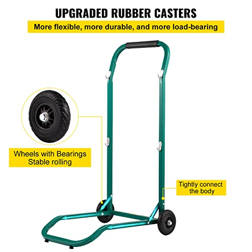 Vevor Heavy-Duty Steel Recycling Cart, 22.8 X 15.7 In Moving Bin Cart W/ 4 Wheels & 220 Lb Load Capacity, Easy Assembly & Weatherproof, Well-Built Hook For Simple Recycle Bin And Recycle Caddy, Green #TOP4