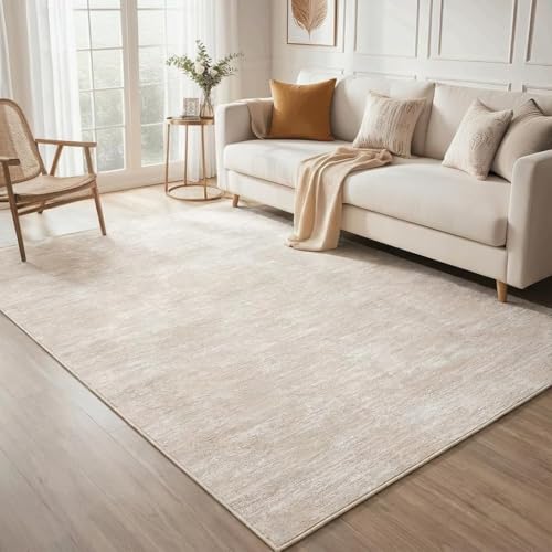 GarveeHome 5x7 Solid Beige Rug