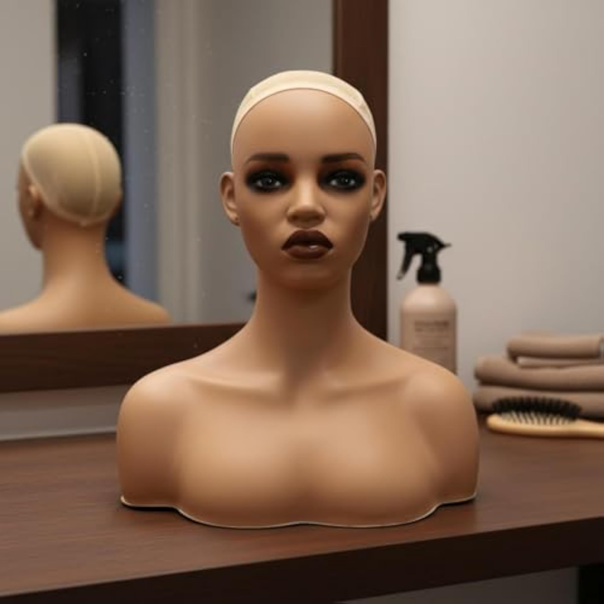 Realistic PVC Shoulder Mannequin Bust for Salon Display