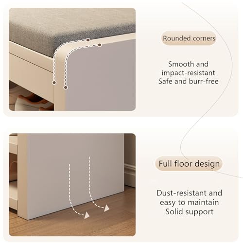 Banc à chaussures en bois de qualité avec plateau supérieur relevable - 8