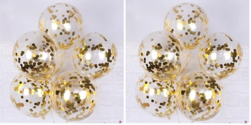 Image of AMFIN (Pack of 40) Transparent Balloons Bouquet Combo with Re Filled Gold Confetti & Ribbons for Anniversary, Birthday, Baby Shower, Valentine Day Party Decoration Balloon - Gold
