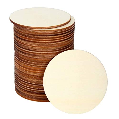 36-Piece Unfinished Wooden Round Discs - 3 Inch Diameter by Blisstime