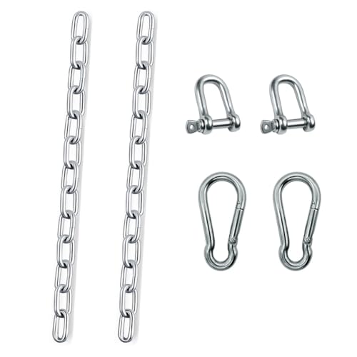 KNUOPYT Heavy Duty Stainless Steel Chain,Metal Chain 550LB Capacity for Hanging Shooting Targets Punching Bags,Hammocks,Swings or Other Heavy Objects,Including 2 Chain,2 D-Shackle,2 Carabiners(5MM)