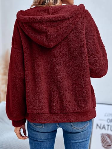 GAMISOTE Womens Fuzzy Sherpa Fleece Jacket Zip Up Oversized Winter Warm Sweatshirt Hoodies 20244