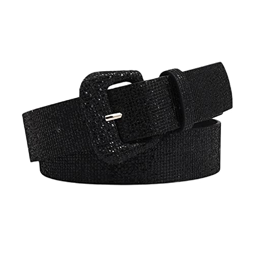 Women’s Glitter Sequin Waist Belt for Dress Jeans Casual Skinny Belt Vintage Cinch Belt for Girls Ladies