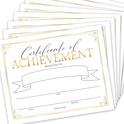 Certificate of Achievement Awards -25 Bulk Award Certificates for Students & Employee of the Month, Premium Real Gold Foil Certificate Paper, Superlative Academic Excellence Certificates of Completion