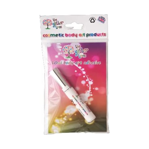 Cosmetic body art adhesive - 1 x 10ml individual shatterproof containers with sponge wand applicator for easy use. Ideal glue for glitter tattoos, temporary body art, gems and festival makeup Cover