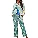 Funnydude Peacock Print Pajamas for Women Set 2 Piece Button down Pajamas Fall Winter Soft Pjs for Home