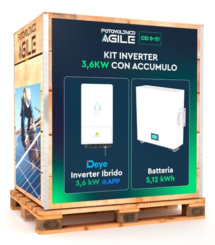 KIT Inverter Ibrido Deye 3,6 kW + Batteria 5,12 kWh - Certificato CEI 0-21 - Funzione Backup - Impianto a isola oppure ongrid