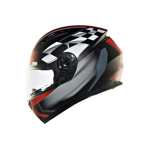 Royal Enfield ISI Certified Lightwing Full Face Riding Riding Helmet Checks Matred (XL) 62 Cm-High Impact Grade Thermoplastic & High Density Head EPS Liner for Superior Impact Protection & Durability