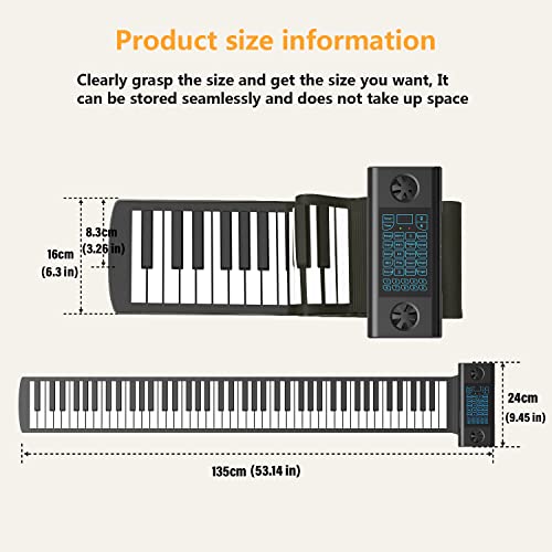 KONIX Piano enroulable à 88 touches, piano portable à rouler à la main pour enfant débutant avec Bluetooth et MIDI, 128 tons et rythmes, meilleur cadeau de Noël ou d’anniversaire - Les Beatles, Paul McCartney, John Lennon, RIngo Starr, George Harrison KONIX Piano enroulable à 88 touches, piano portable à rouler à la main pour enfant débutant avec Bluetooth et MIDI, 128 tons et rythmes, meilleur cadeau de Noël ou d'anniversaire – Image 7