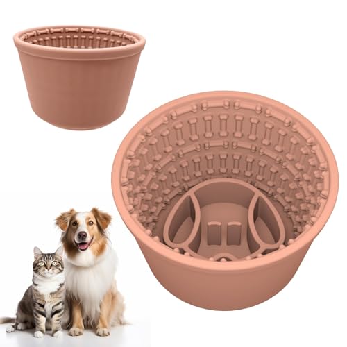 Zueyen Großer Antischlingnapf für Hunde – Fassform Schlingnapf aus Silikon mit Anti-Rutsch-Effekt für gesundes Fressen und weniger Blähungen (Fleisch Rosa)