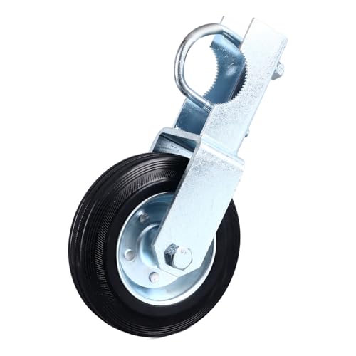 Rotella per Cancello 6 Pollici, per Carichi Pesanti, capacità di Peso di 500 Libbre, per Tubi di Recinzione Rotondi 1 5/8 a 2 Pollici, Gomma Solida e Acciaio