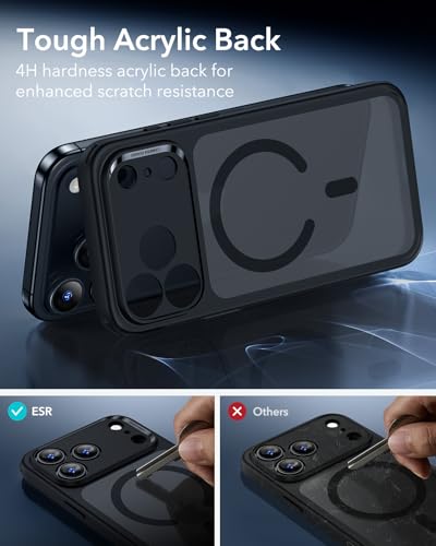 Image of ESR for iPhone 17 Pro Case, Camera Control Cover, Compatible with MagSafe, Shockproof Military-Grade Protection, Magnetic Phone Case for iPhone 17 Pro, Classic Hybrid Case, Frosted Black