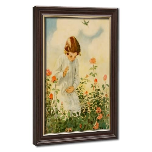 Impression sur toile In The Roses de Jessie Willcox Smith pour salon 20x30 cm