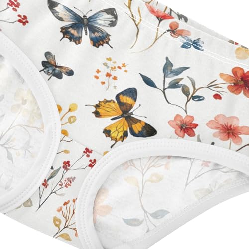 ZZKKO Butterfly Floral Farmhouse Girls Underwear Toddler Panties for Girls Comfort Brief Size 2T-8Y3