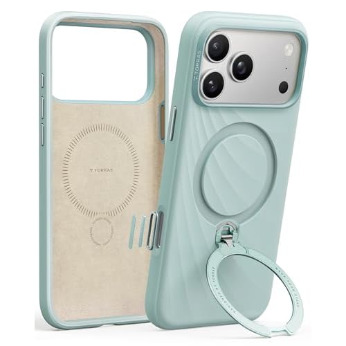 TORRAS Q3 Wind for iPhone 17 Pro Case Silicone, 360 Magnetic Stand, Fit for MagSafe, Camera Control, Safe Soft Elegant Phone Case for iPhone 17 Pro 6.3'', Aqua Blue