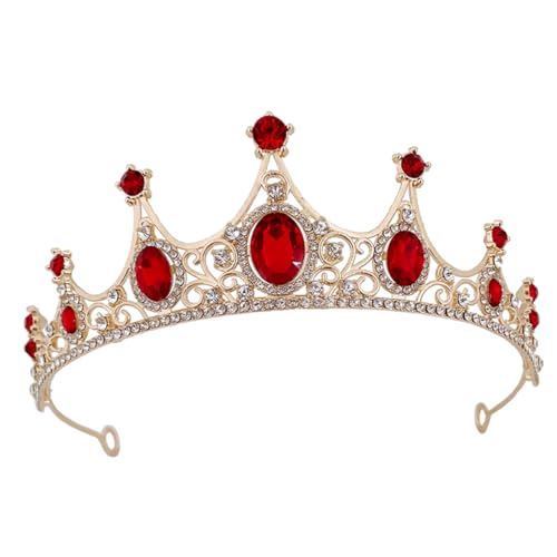 Beatifufu Accesorio Para El Cabello Tocado Reutilizable De Chicas Pequeña Tiara Tiara Para De Boda Coronas De Fiesta Rojo Diamantes De Imitación