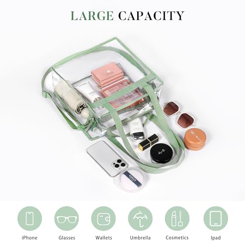 image for BAGAIL Clear Bags 12x6x12 Stadium Approved Clear Tote Bag with Zipper 