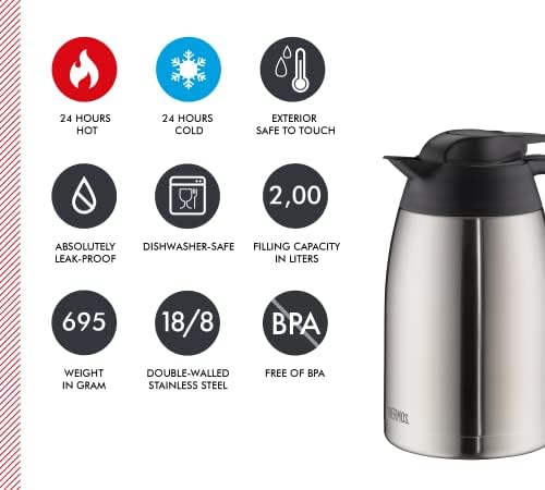 Thermos 4026.205.100 THV termos 1,0 l, stal nierdzewna, 12,5 cm x 16,5 cm x 16,5 cm, stal nierdzewna, edelstahl, 12,5 x 16,5 x 21,5 cm